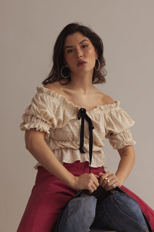 Damblus Romantisk Stil Elastiska Detaljer Sammetband 100% PES-1