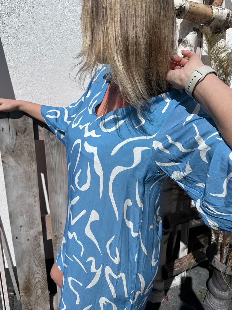 Damklänning A-Line Lätta Breda Ärmar Polyester Knälängd-2