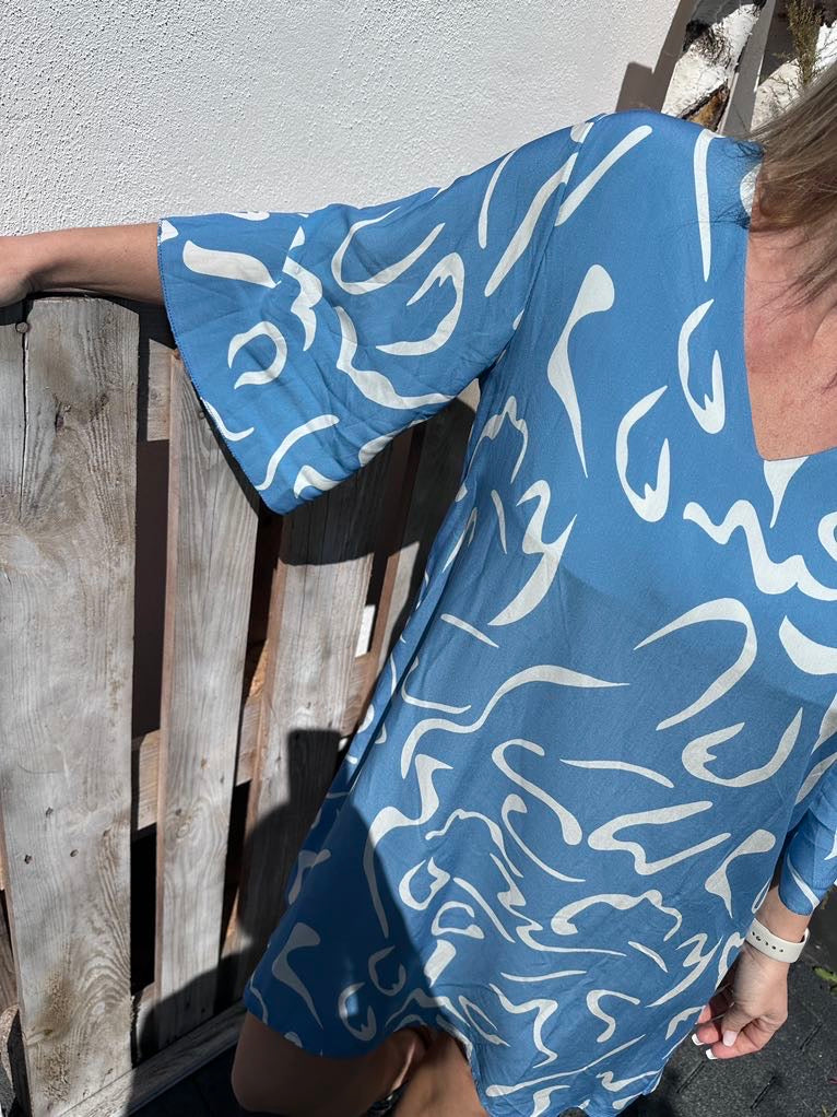 Damklänning A-Line Lätta Breda Ärmar Polyester Knälängd-3