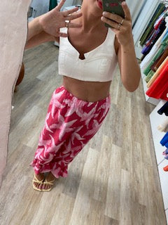 Dam Byxor Med Resår I Midjan Snygga Viskos Och Linne-1