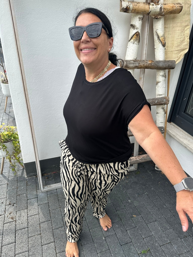 Snygga Byxor Dam Marlene Zebramönster Stretch Material Plusstorlek-6