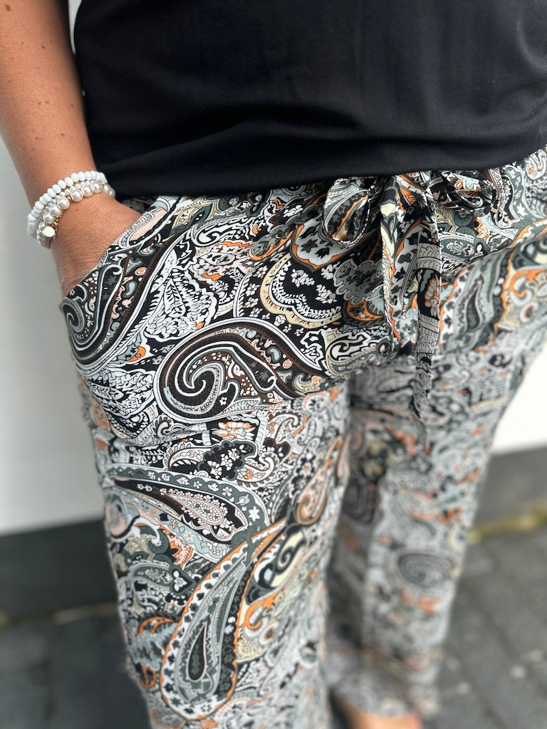 Snygga Byxor Dam Marlene med Bälte Elastiskt Material-2