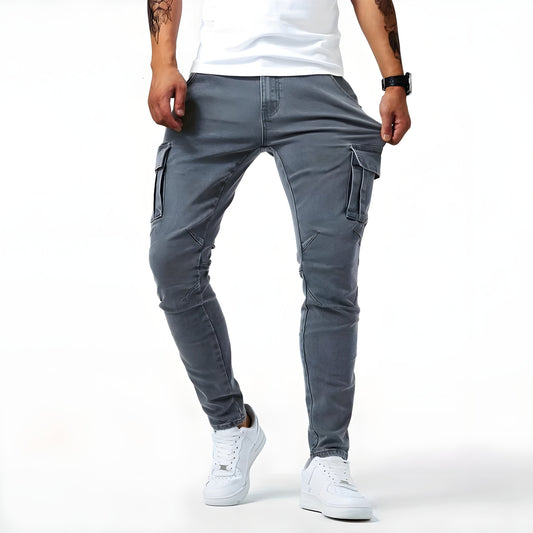 Herr Cargo Byxor Avslappnad Passform 100% Bomull Urban Stil-1