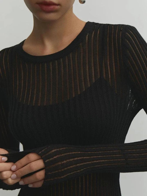 Dam Festtopp Transparent Randig Design i Högkvalitativt Material-1