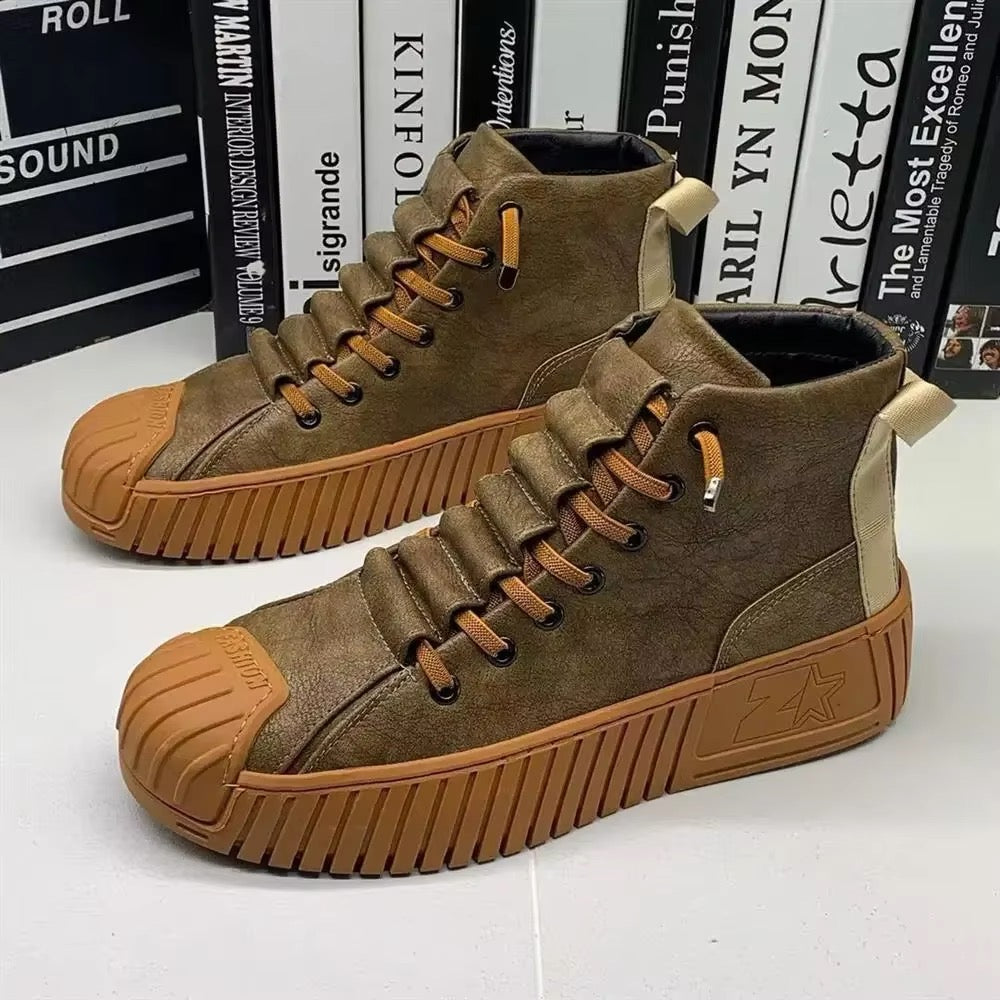 Herr Sneakers Medelhög Axel Mesh och Läder för Sport och Vardag-4
