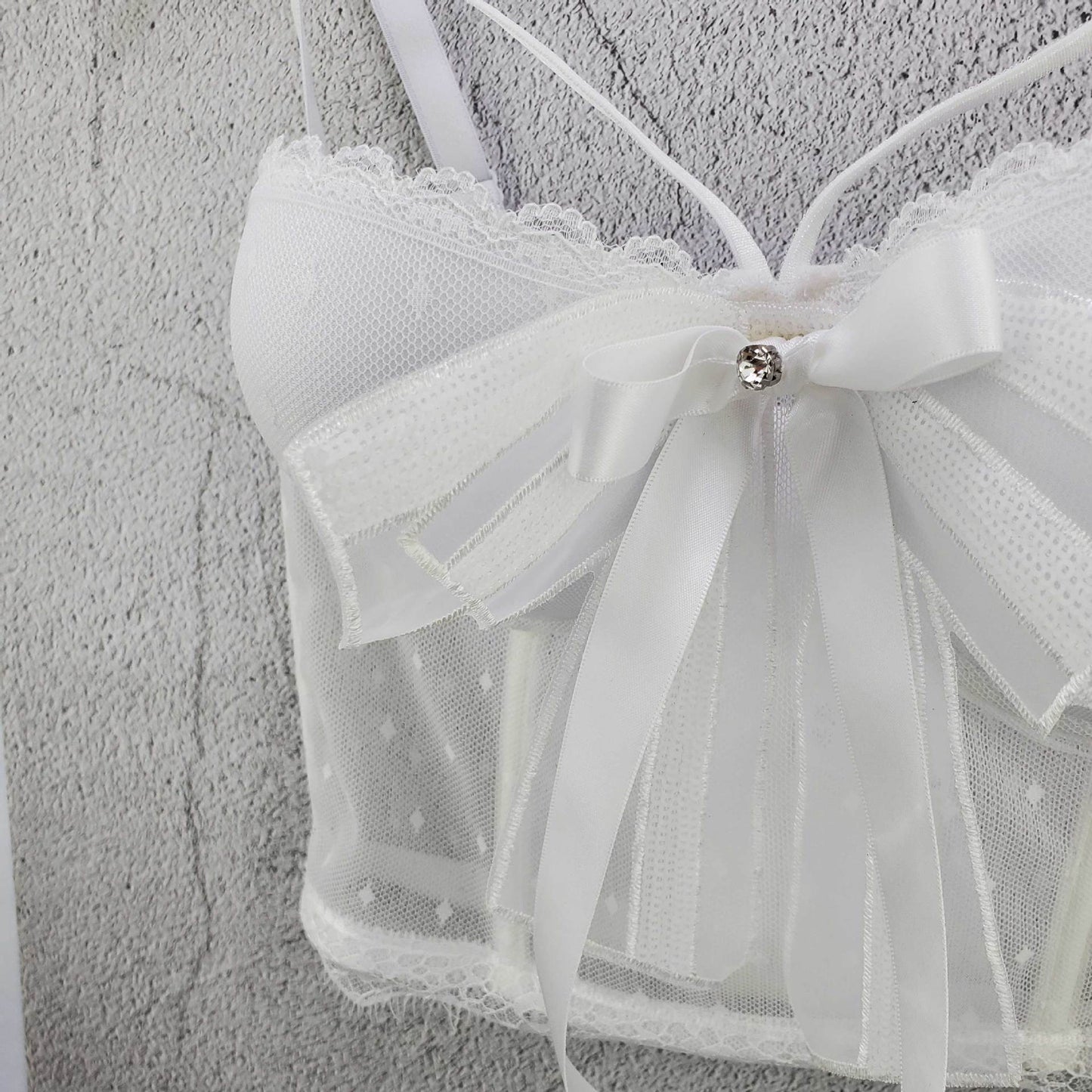 Dam Bustier Transparent med Bälte och Topp Detaljer Polyester Nylon-4