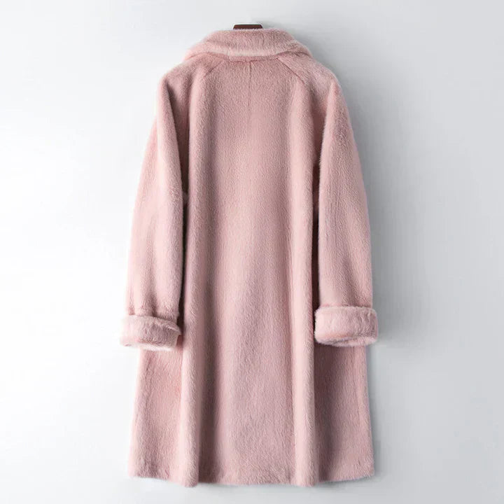 Kvinnor Vinterjacka Dubbelknapp Mjuk Tygblandning-2