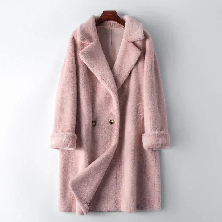 Variant image for Kvinnor Vinterjacka Dubbelknapp Mjuk Tygblandning-1