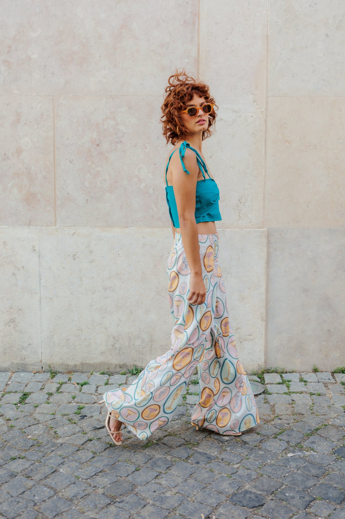 Snygga Byxor Dam Bred Ben Klippning Handritat Mönster Viskos-4