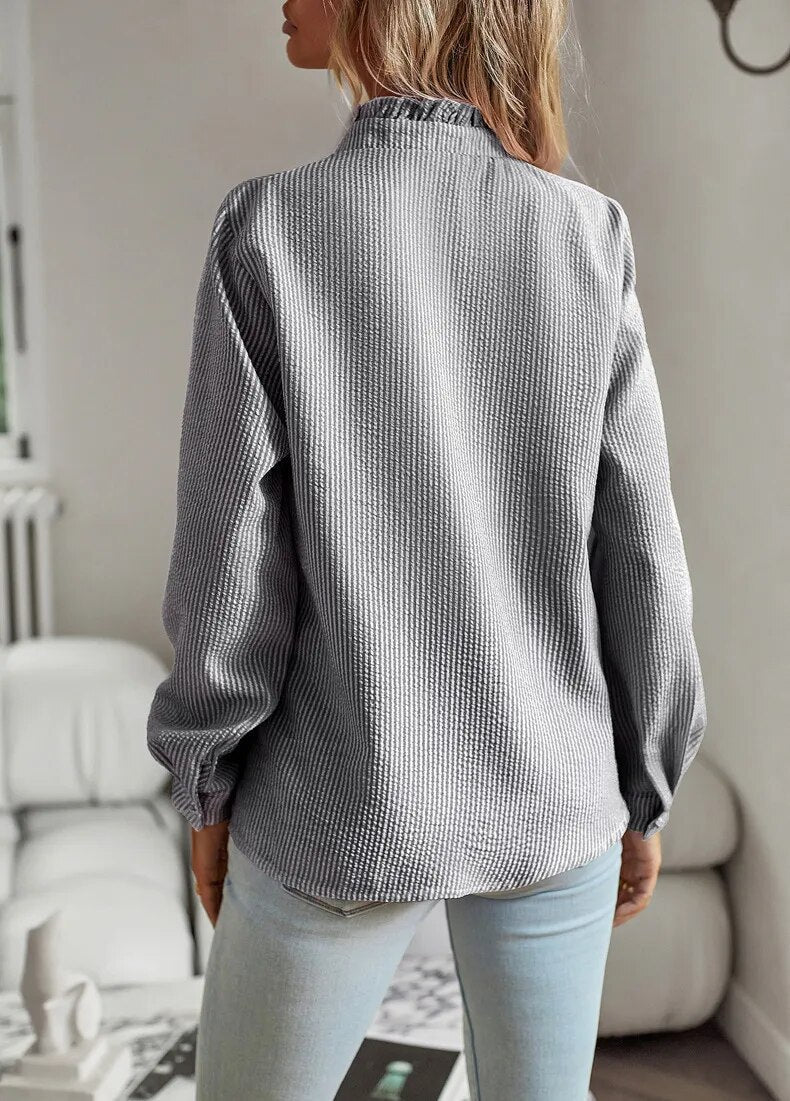 Kvinnors Skjorta Ruffles Polyester-4