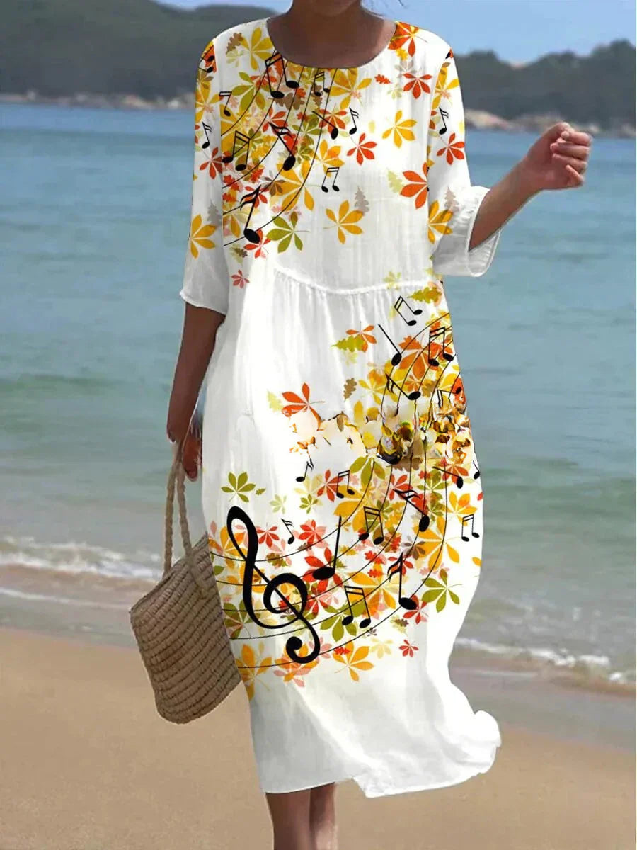 Dam Klänning Boho Blommig Design Lätt Polyester-3