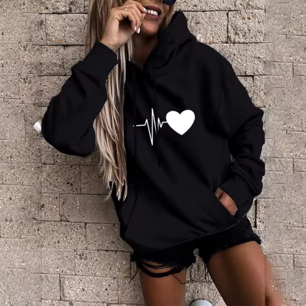 Hoodie Herr med Tryck av Mjuk Bomull och Stor Huva 2