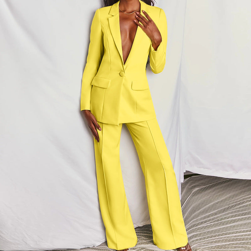 Damdräkt Blazer Långa Byxor Polyester Elastan-5