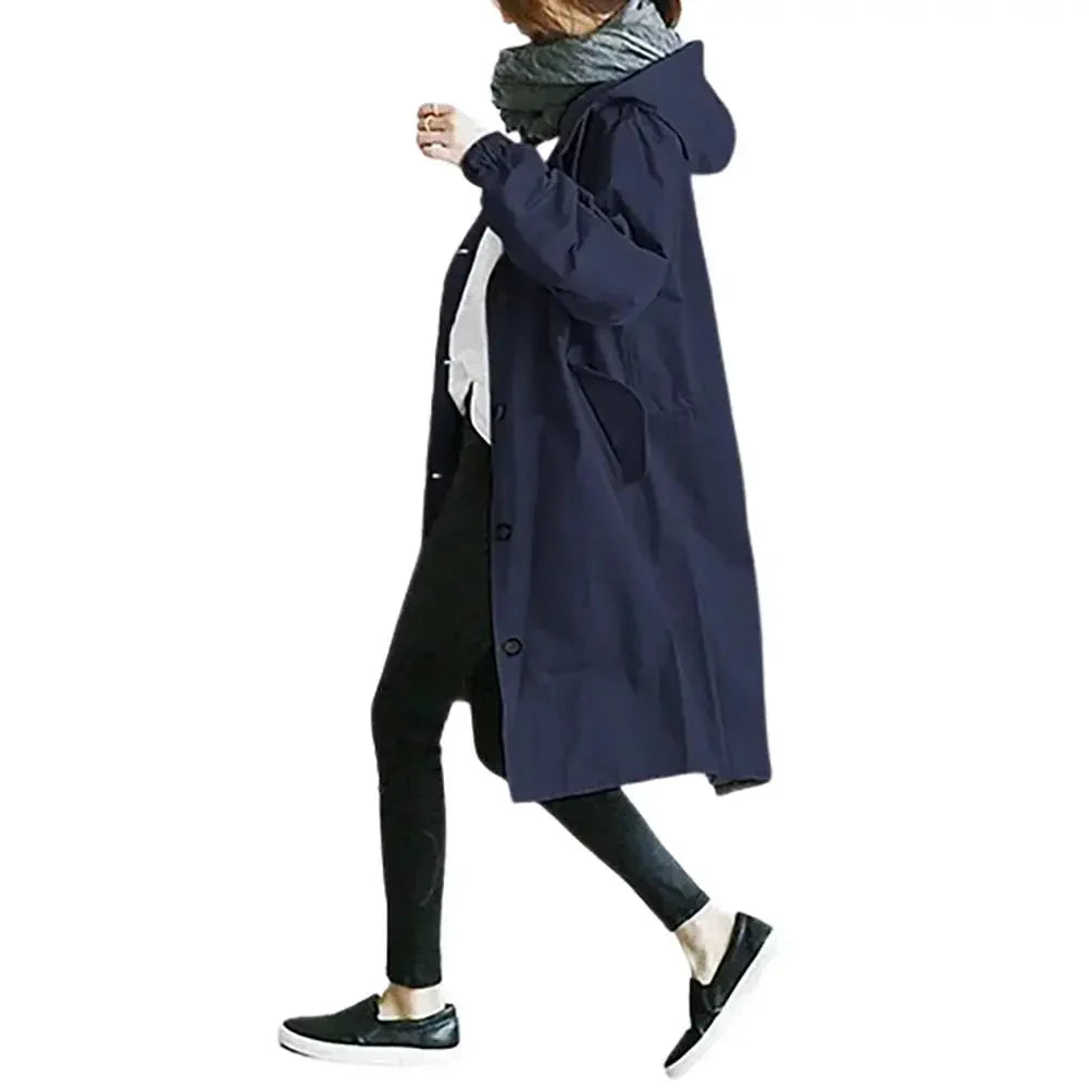 Dam Trenchcoat Vindskyddande Modern Stil Hållbart Material-4