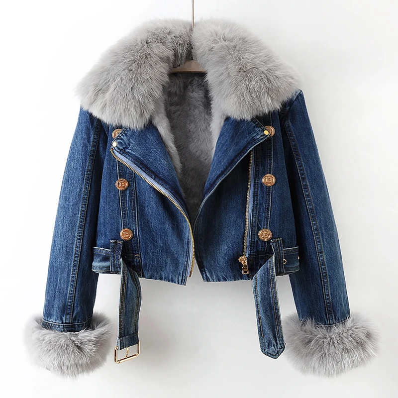 Dam Jeansjacka Oversize Fodrad Organisk Denim 7