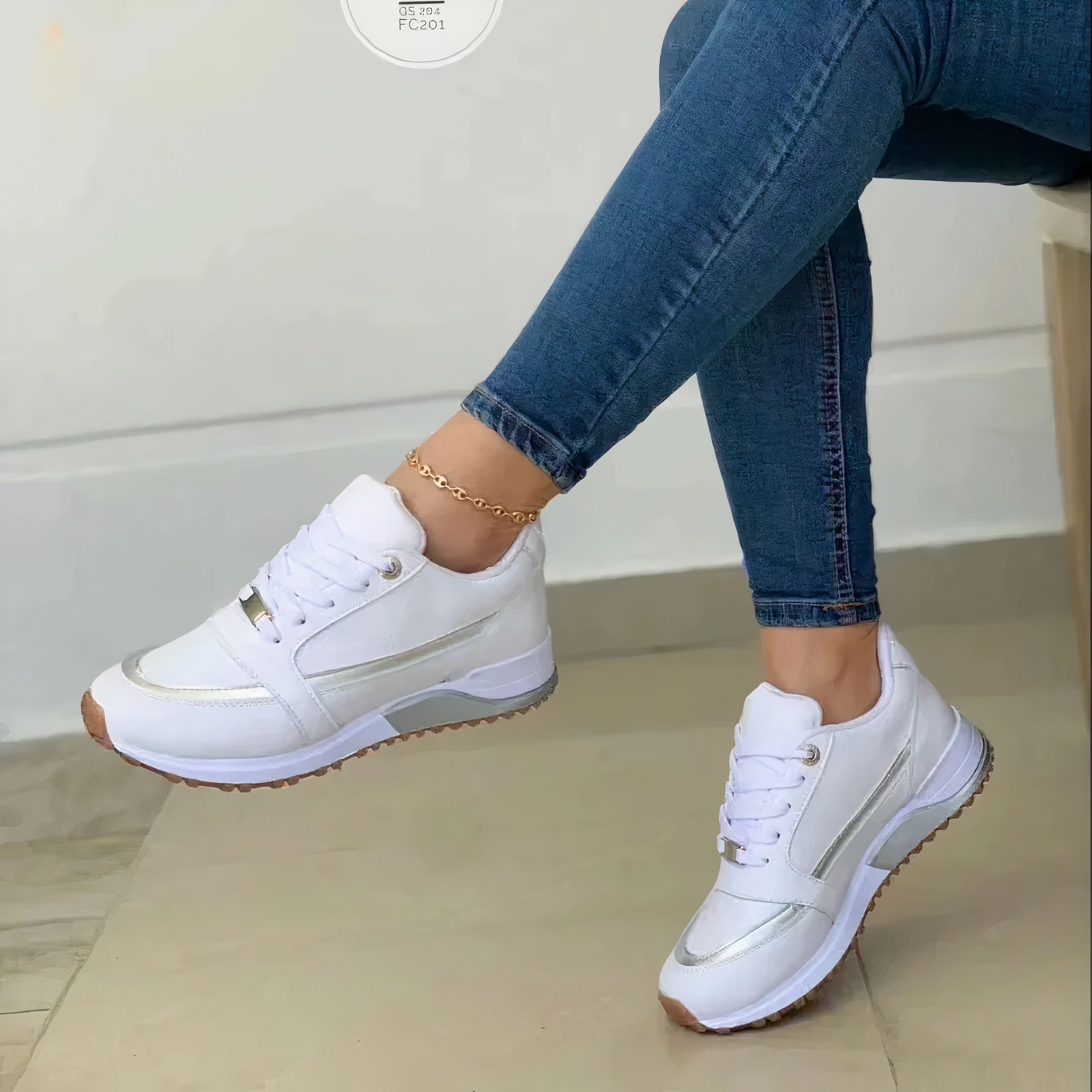 Dam Sneakers i Andningsbart Material - Sportiga Skor för Vardagsbruk och Fest, Lätta och Mångsidiga, Finns i Flera Färger 7