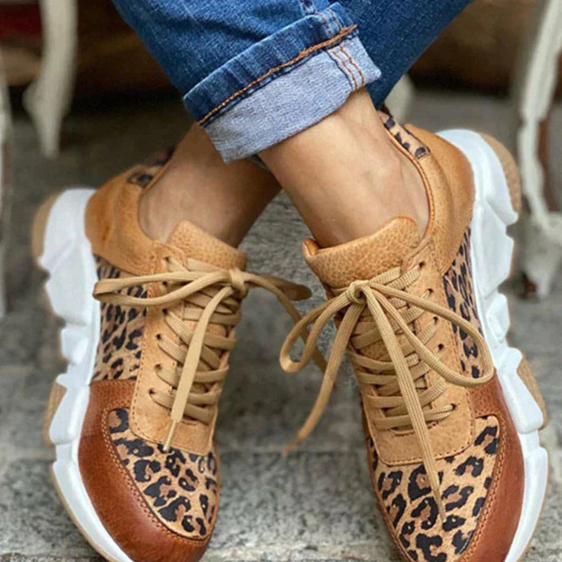 Dam Sneakers Trendig Leopardmönster Syntetmaterial-1