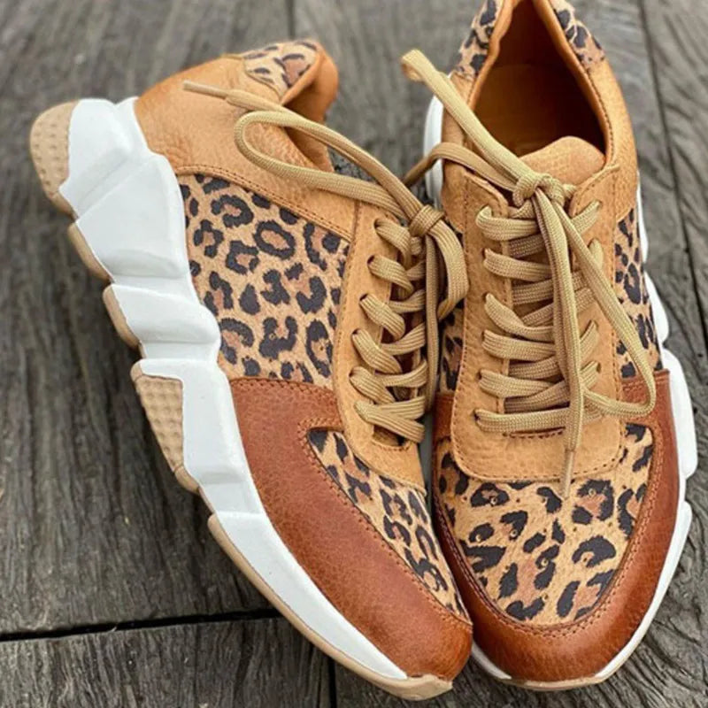 Dam Sneakers Trendig Leopardmönster Syntetmaterial-3
