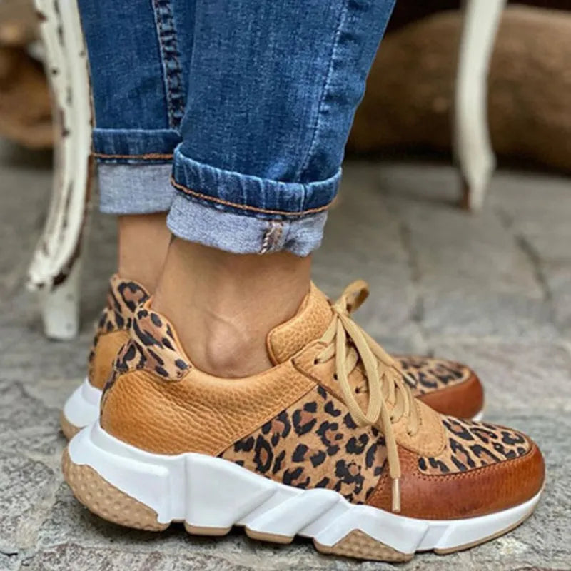 Dam Sneakers Trendig Leopardmönster Syntetmaterial-2