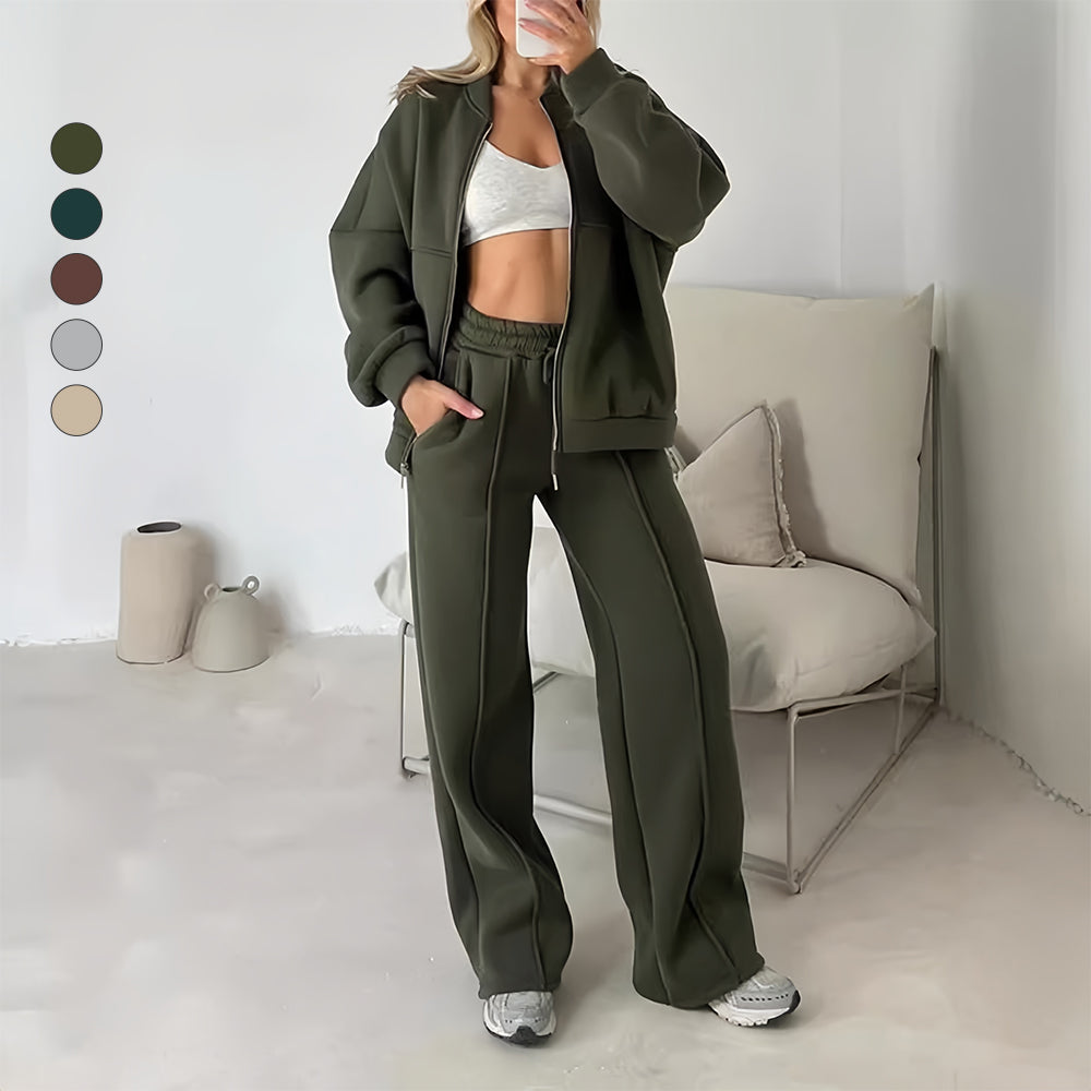 Dam Casual Set Långärmad Tröja med Dragkedja Polyester-5