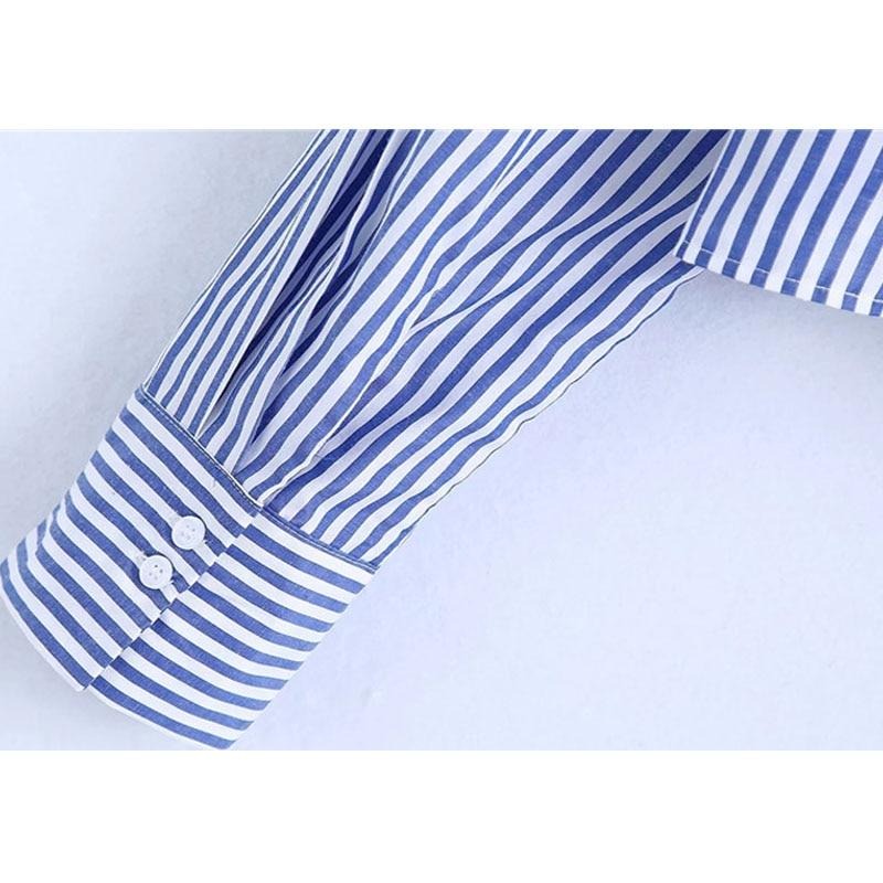 Dam Skjorta Långärmad Karo Mönster Polyester Crop-5