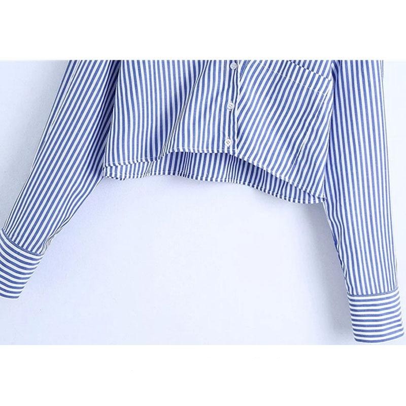 Dam Skjorta Långärmad Karo Mönster Polyester Crop-6