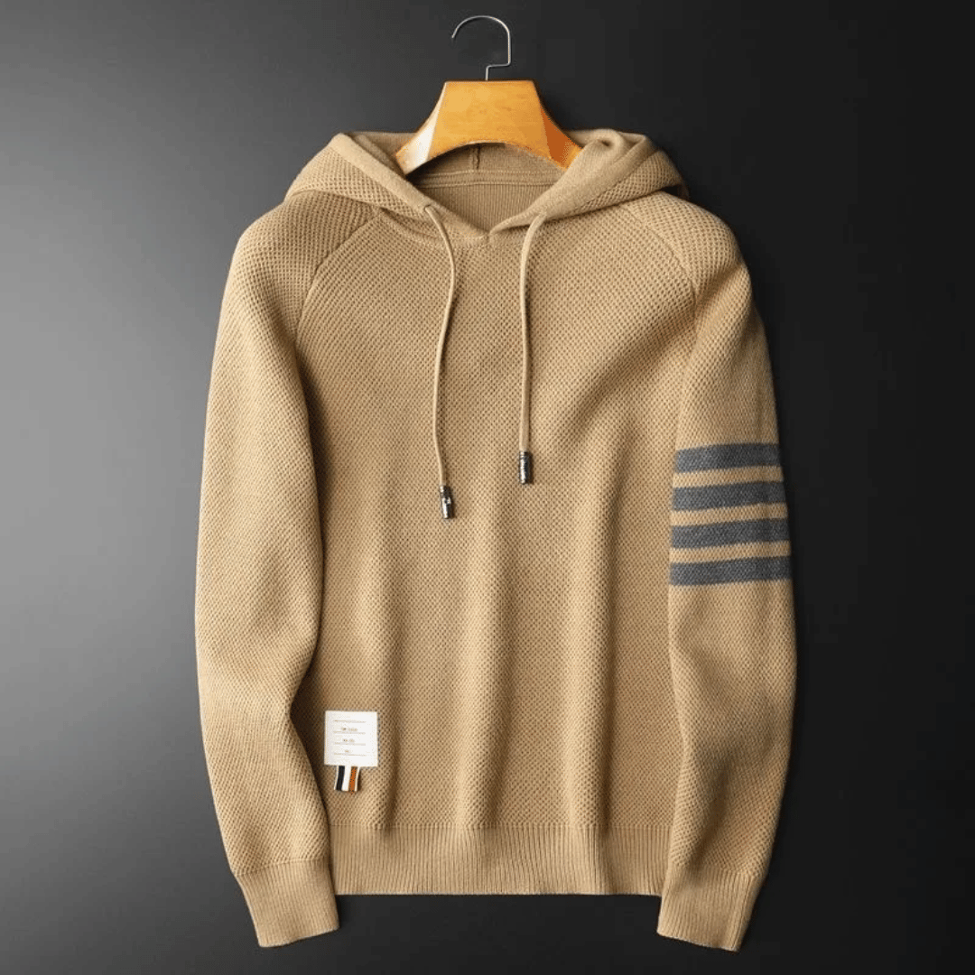 Variant image for Hoodie Herr Stickad Mjuk Ull Med Kontrastremsor-1