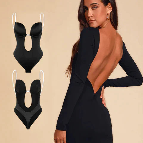 Dam Bodyhaper Sömlös Design Ăppen Rygg Andningsbart Tyg-1