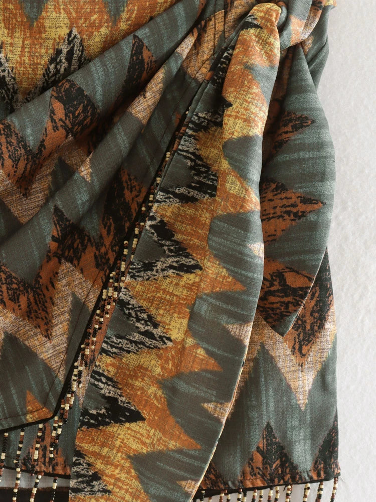 Svart Minikjol med Geometriskt Mönster för Dam – Vintage Stil i 100% Polyester, Lekfull och Bekväm Passform 5