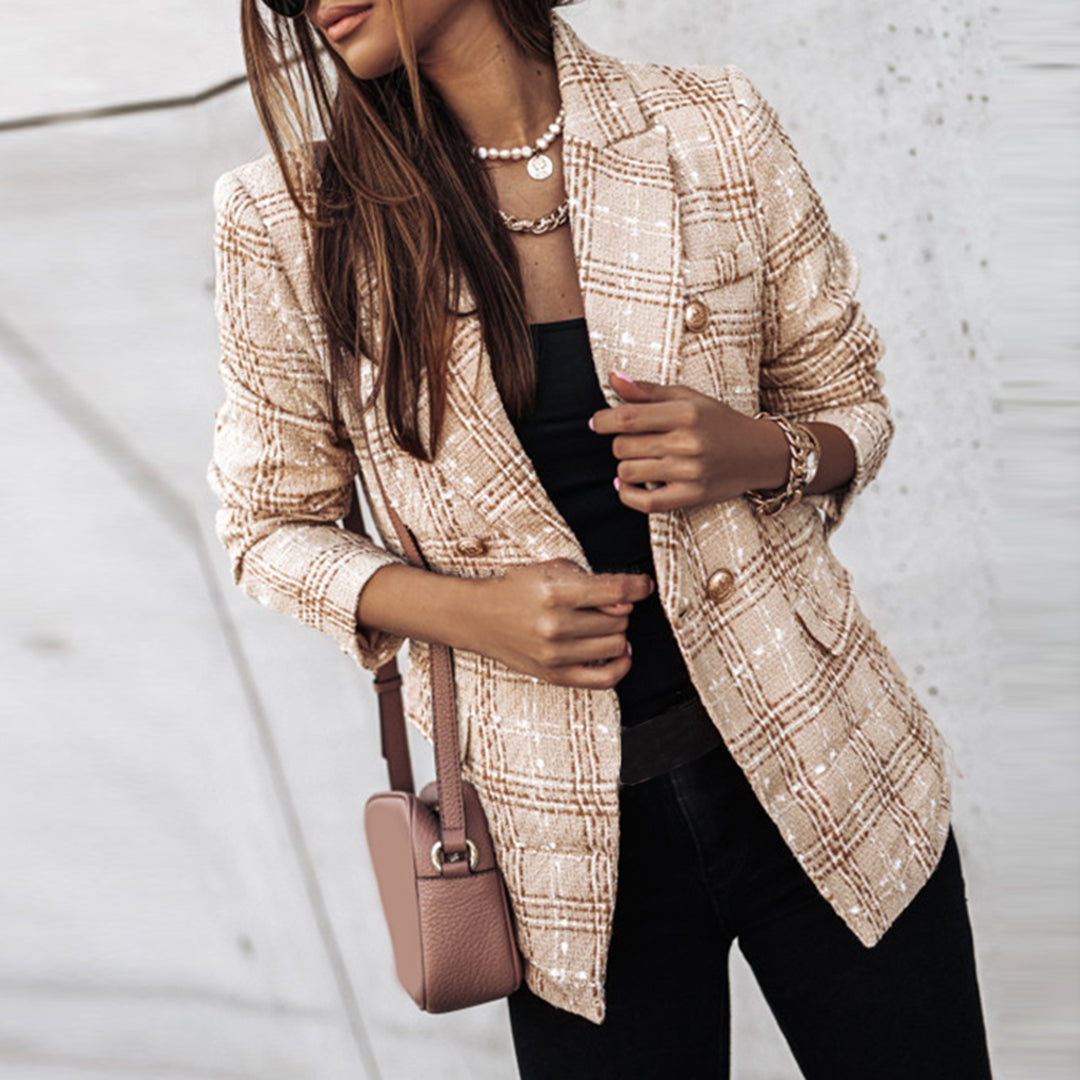 Dam Blazer Klassisk Stil Polyester Fullängd Elegant-3