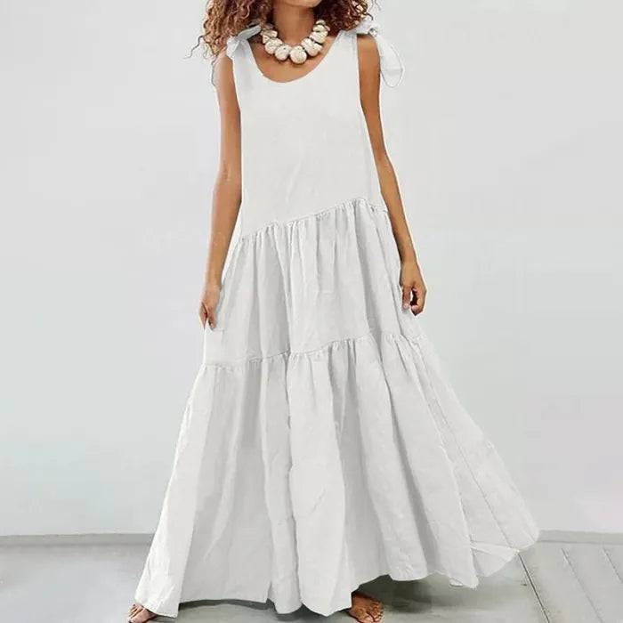 Variant image for Maxi Klänning Dam med Ruffles och Snörning i Andningsbart Material-33