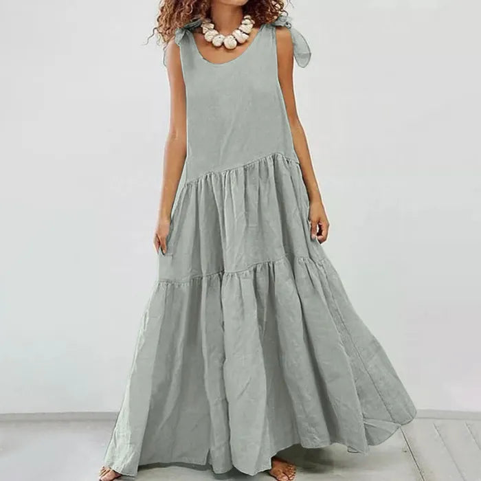 Variant image for Maxi Klänning Dam med Ruffles och Snörning i Andningsbart Material-9