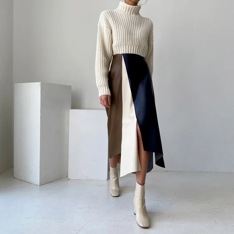 Kvinnor Asymmetrisk Kjol Flödande Polyester 3