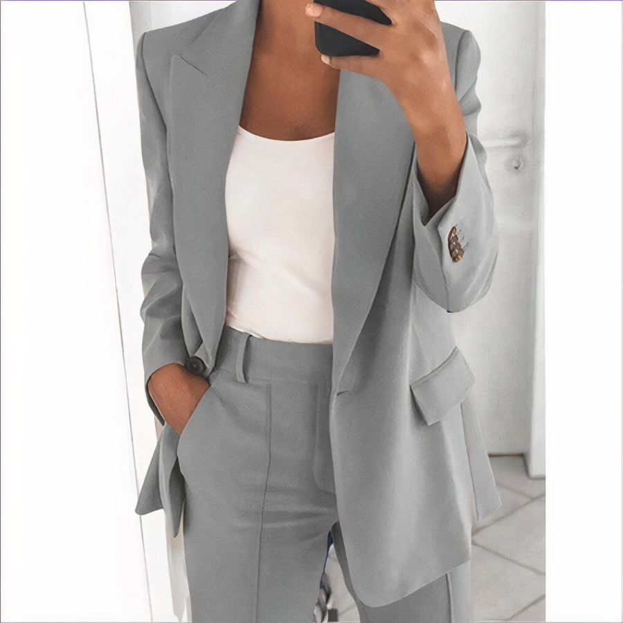 Kvinnors Blazer Set Skräddarsydd Jacka Polyester och Elastan 14