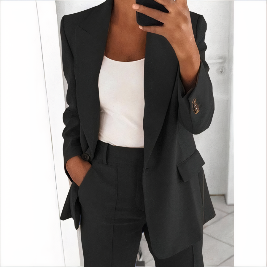 Kvinnors Blazer Set Skräddarsydd Jacka Polyester och Elastan 2