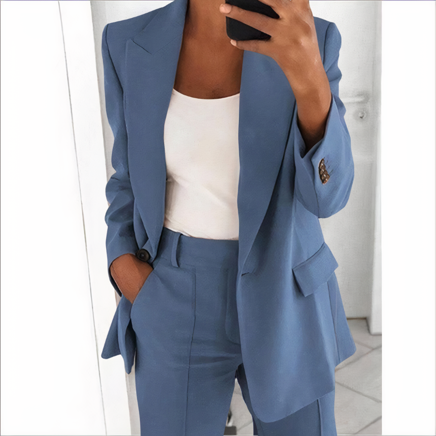 Kvinnors Blazer Set Skräddarsydd Jacka Polyester och Elastan 15