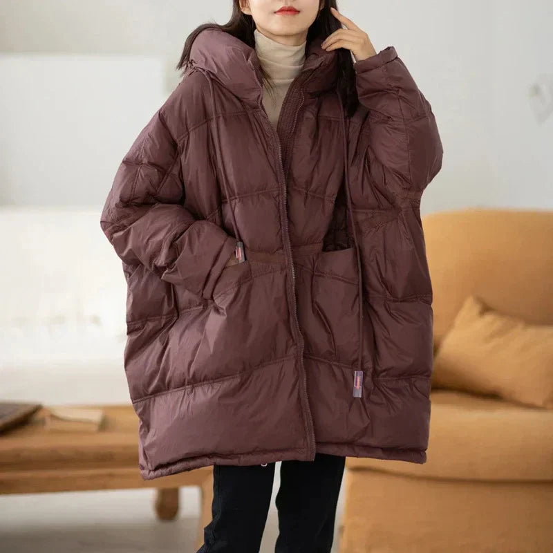 Dam Vinterjacka Trendig Dunjacka Lång Polyester-2
