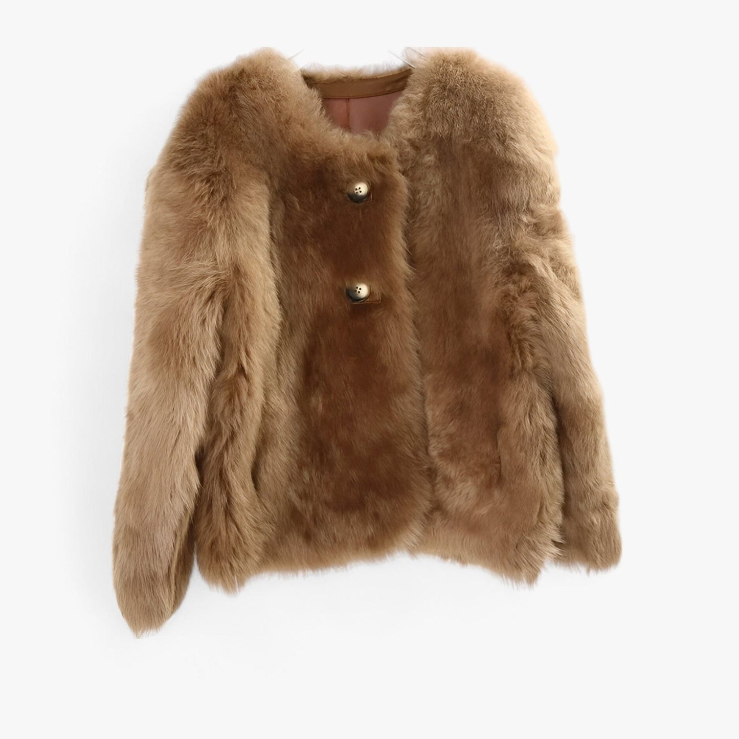 Dam Cardigan Syntetisk Päls Långärmad med Fickor-5