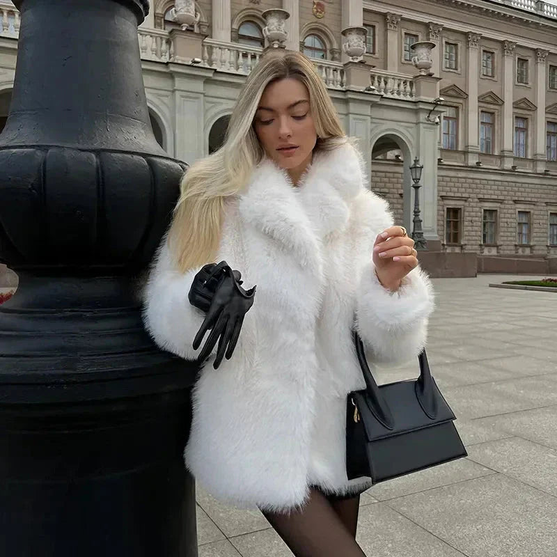 Kvinnor Kort Jacka i Konstpäls Fluffig Design Elegant Varm-4
