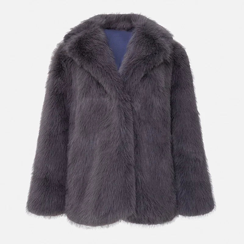 Kvinnor Kort Jacka i Konstpäls Fluffig Design Elegant Varm-6