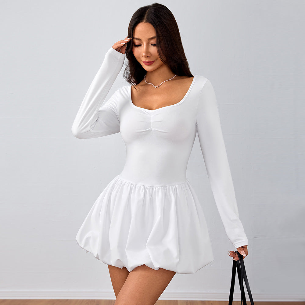 Kvinna A-Line Klänning Hög Midja Tunn Polyester 4