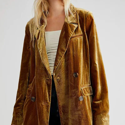 Kvinna Blazer Klassisk Lätt Velour 0