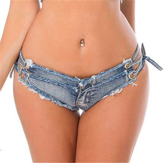 Kvinna Kortjeans Slim Fit Bomull med Sidosnörning 0
