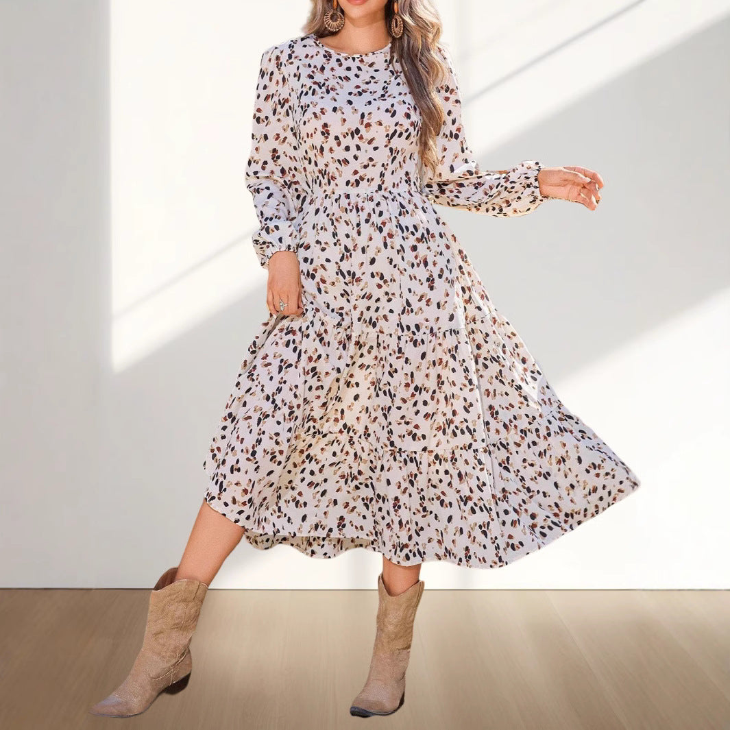 Kvinna Lång Klänning A-linjeformad Polyester 4