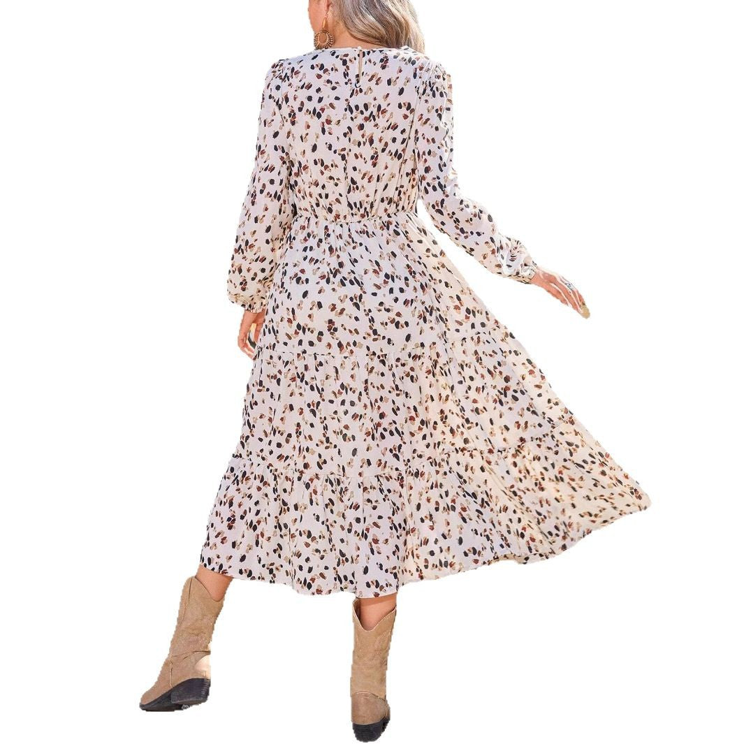 Kvinna Lång Klänning A-linjeformad Polyester 5