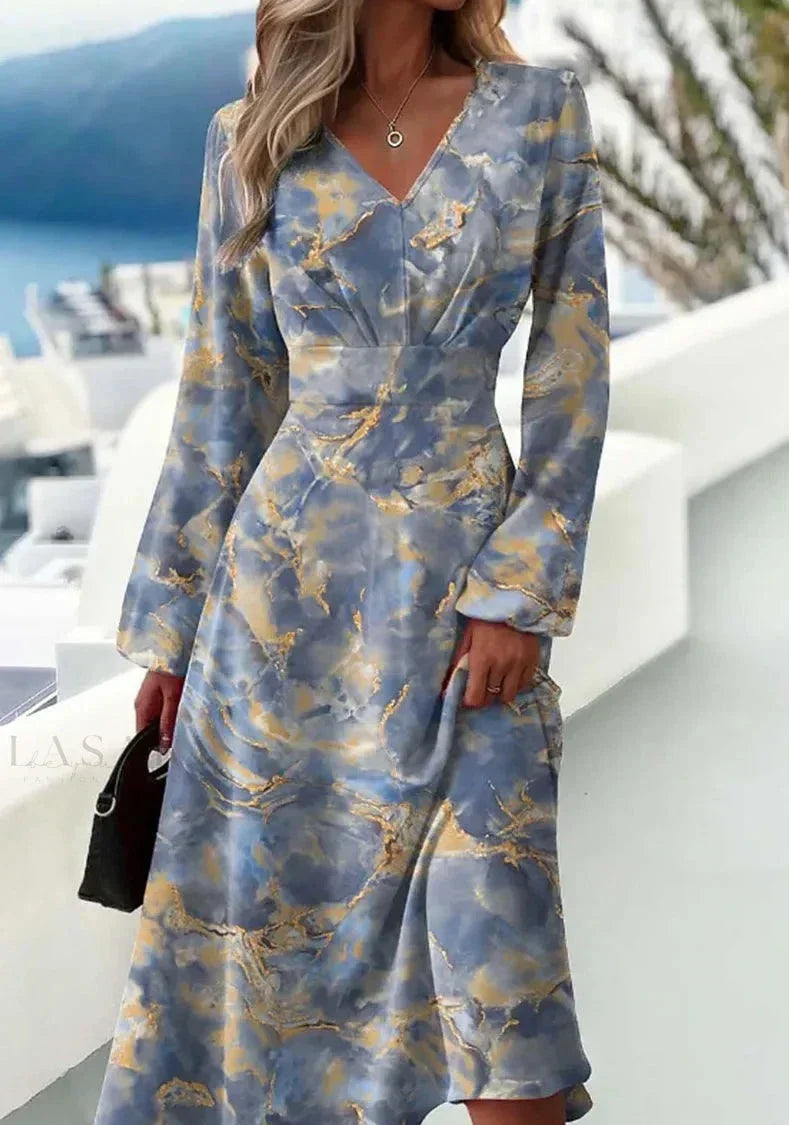 Kvinna Vintage Klänning Hjärthalsring Lätt Tyg 0