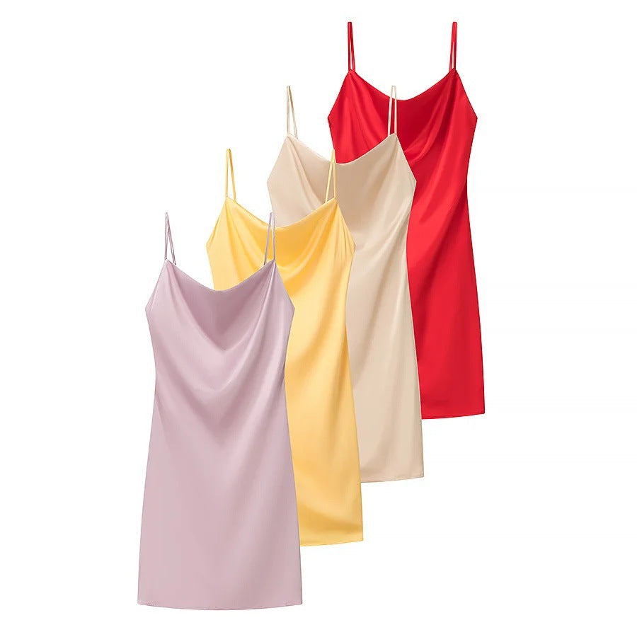 Kvinnors Bärarklänning Vattenfallshalsring Flödande Tyg 1