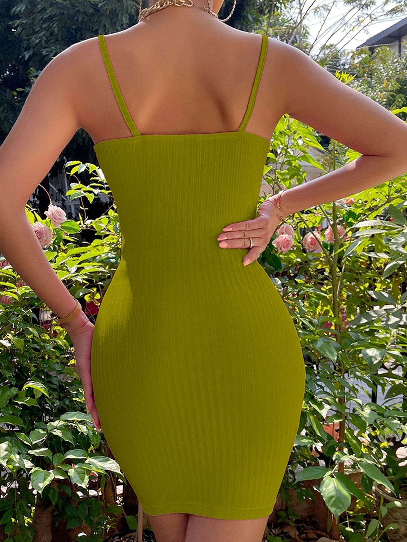 Kvinnors Bodycon Klänning Off-Shoulder Spaghetti Band Polyester Elastaan 6