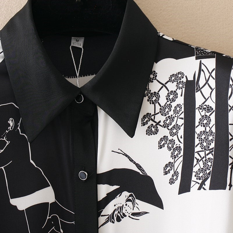 Kvinnors Bodysuit Geometrisk Chiffong med Fallkrage 2
