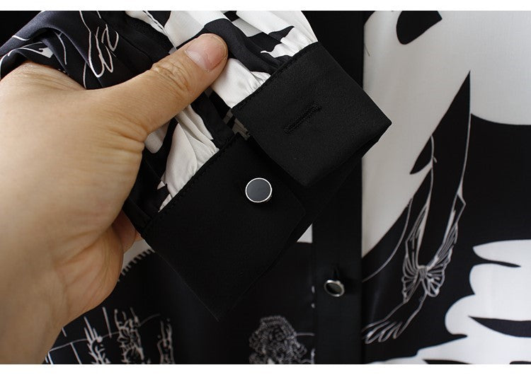 Kvinnors Bodysuit Geometrisk Chiffong med Fallkrage 3